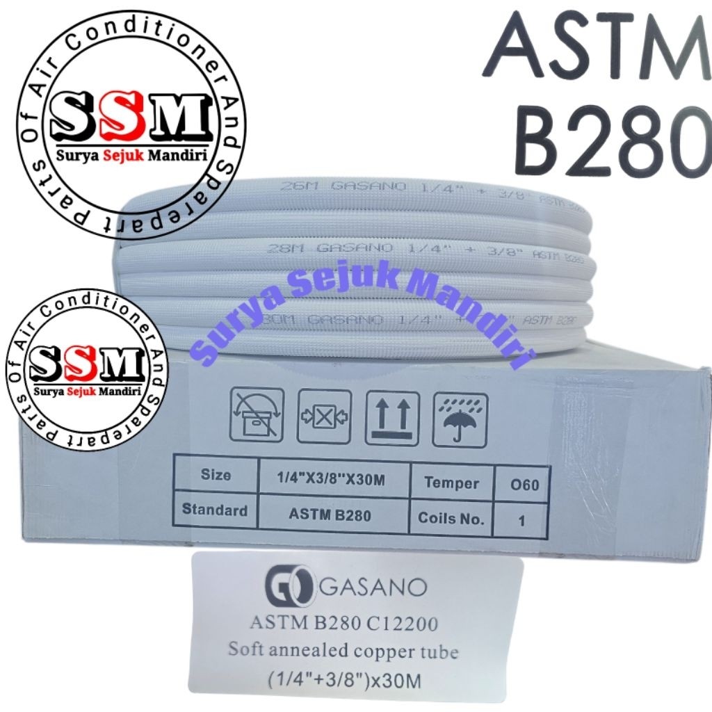Pipa Ac ASTM B280 1/4 3/8 Gasano Pipa Ac 1/2 pk Pipa Ac 3/4 pk Pipa Ac 1 pk Pipa Ac 1.5 Pk