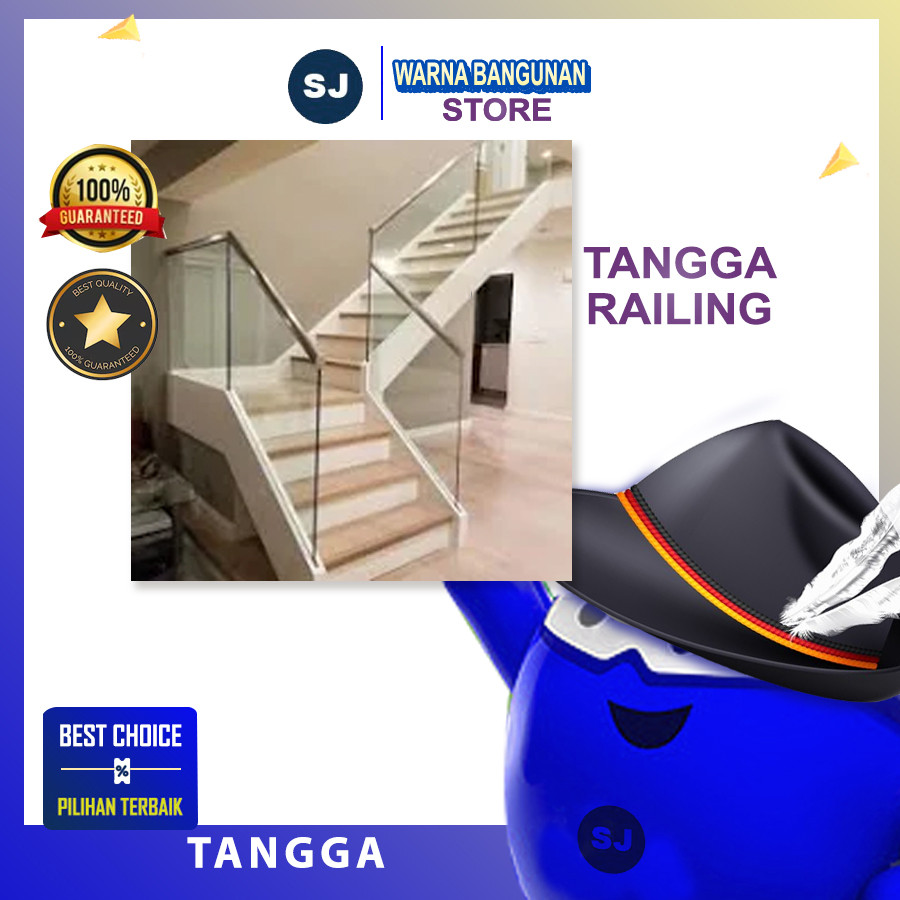 RELLING / PEGANGAN TANGGA MINIMALIS KACA