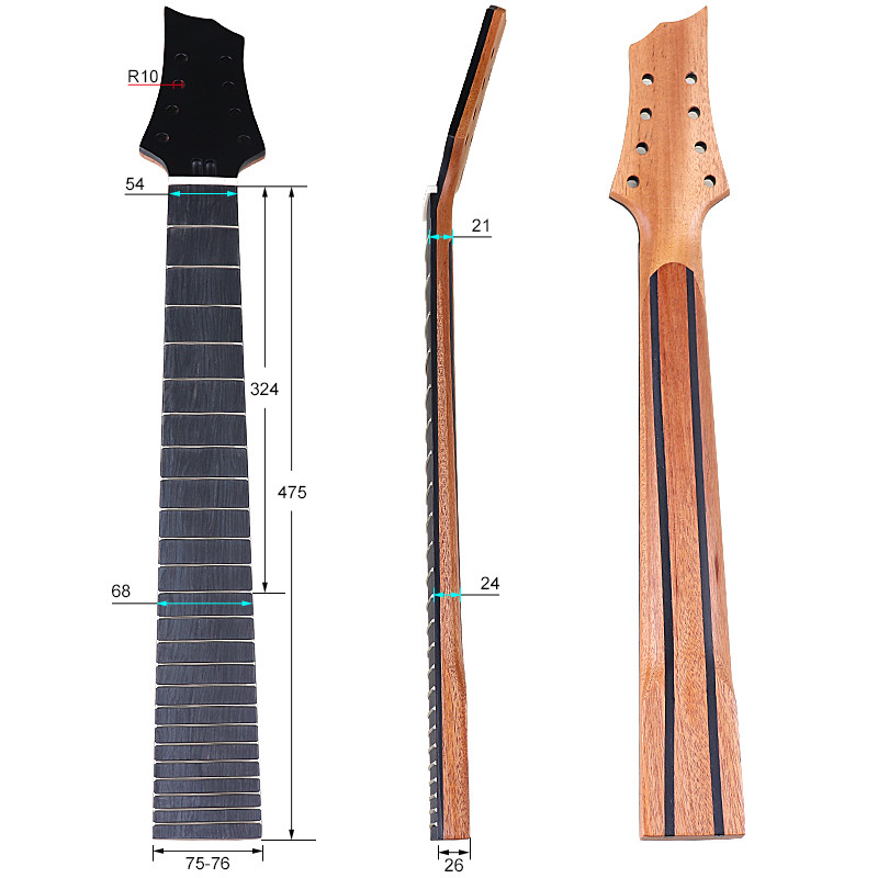 Electric Guitar Neck Maple, 8 Strings, 24Fret, 24Fret, DIY, Technical Wood Fingerboard, Guitar Acces