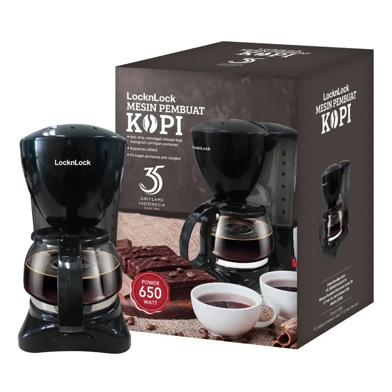 LocknLock Automatic Coffee Maker Black 0.6L Mesin Pembuat Kopi EJC536BLK