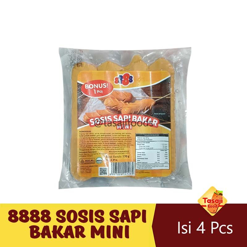 8888 Sosis Sapi Bakar Mini Isi 4 Pcs Grosir