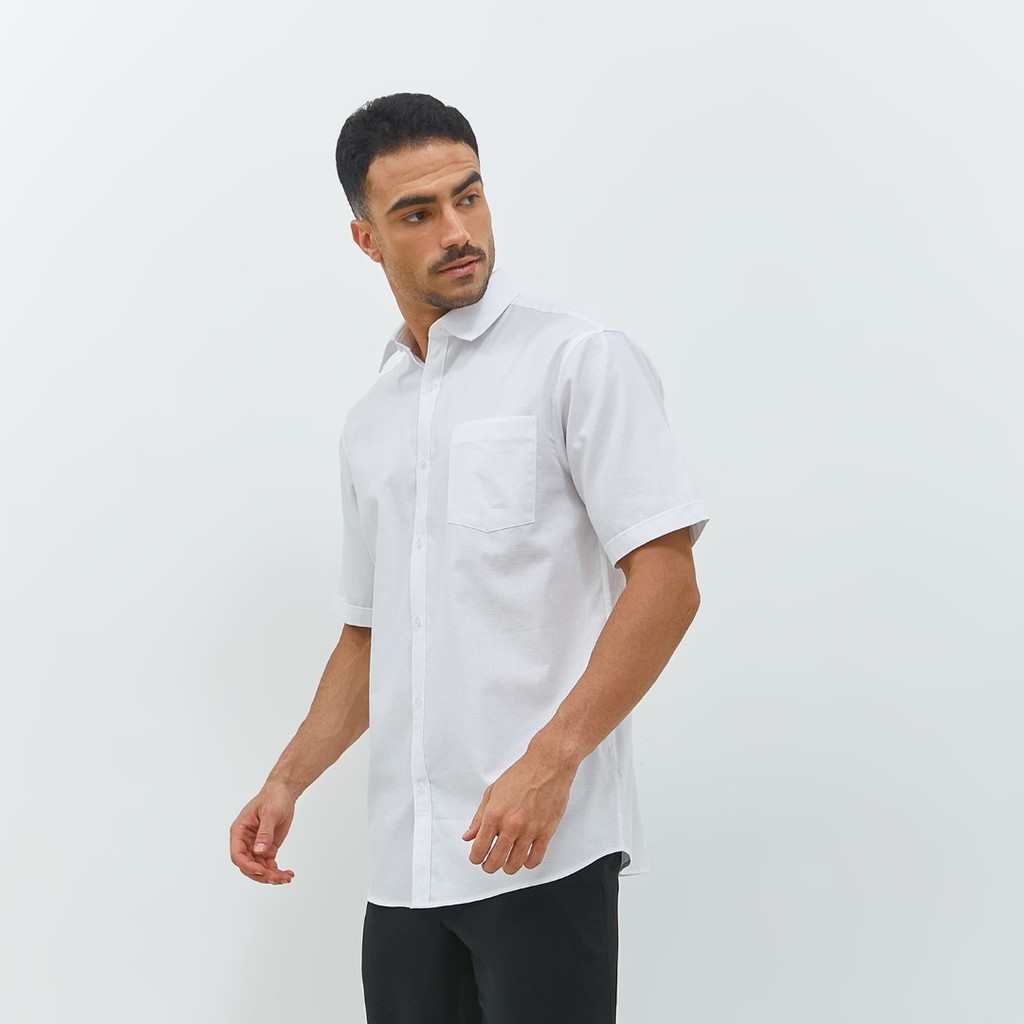 JOBB Westphal Kemeja Pria Lengan Pendek Regular Fit Putih