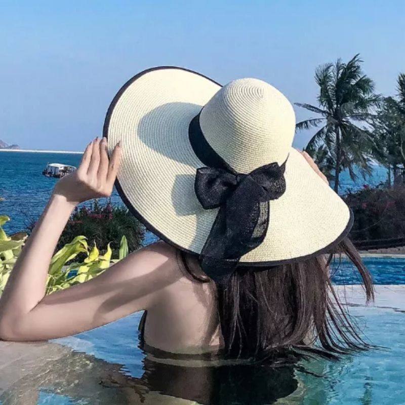 Topi Pantai Wanita Lebar / Topi Pantai Dewasa Summer Hat