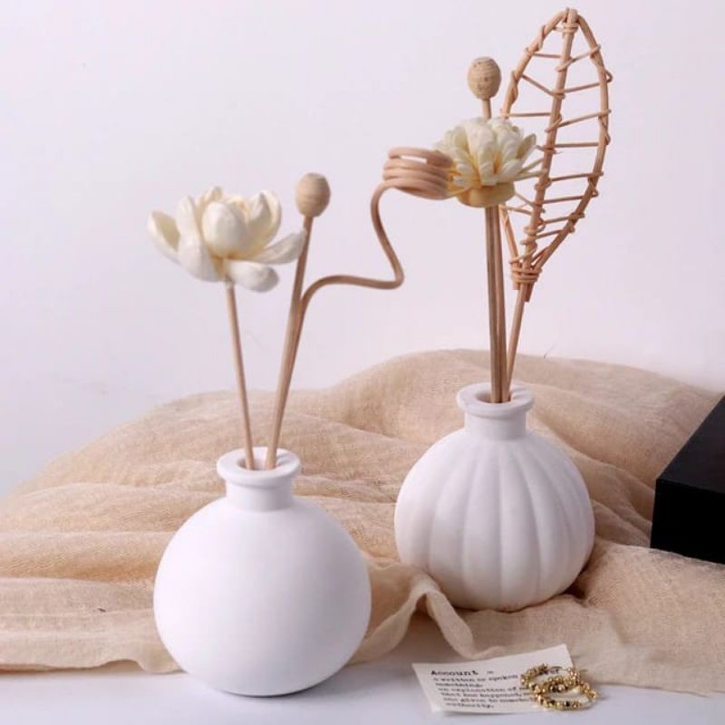 Vas Bunga Bulat Concrete Aesthetic / Pot Semen Bunga Kering Estetik