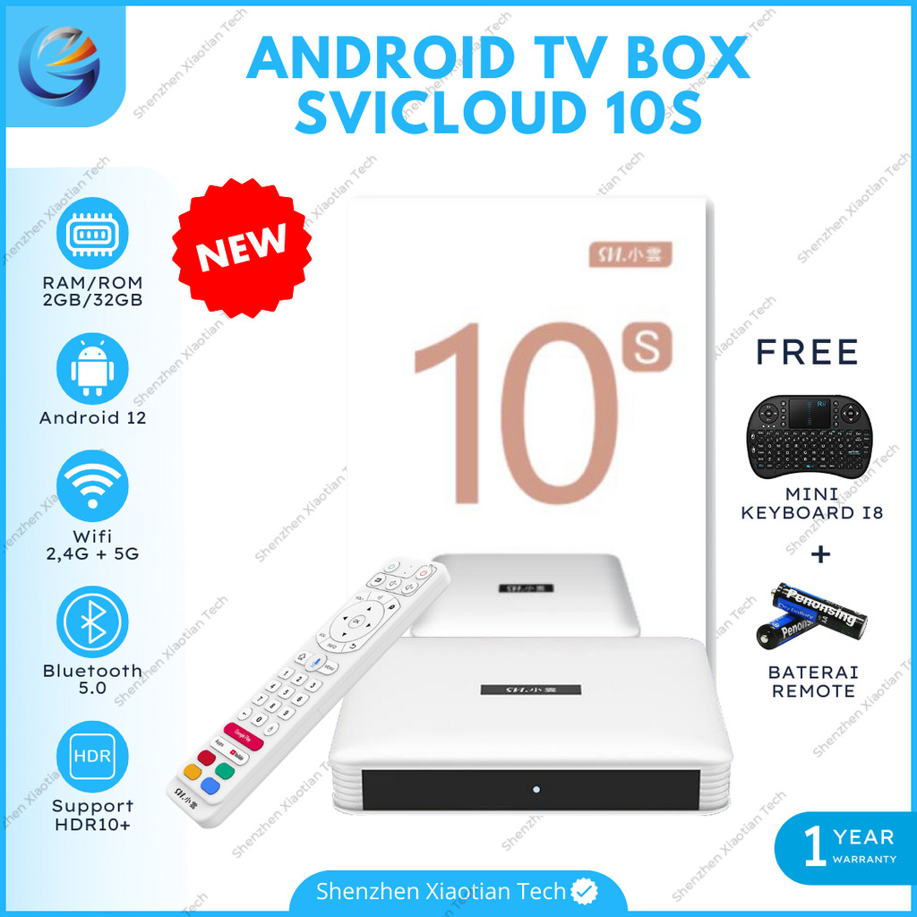 SVI CLOUD TV Box Android SVI 10S RAM ROM 2GB/32GB Android 12 TV Box SVICLOUD Android 12 HDR 10+ WIFI