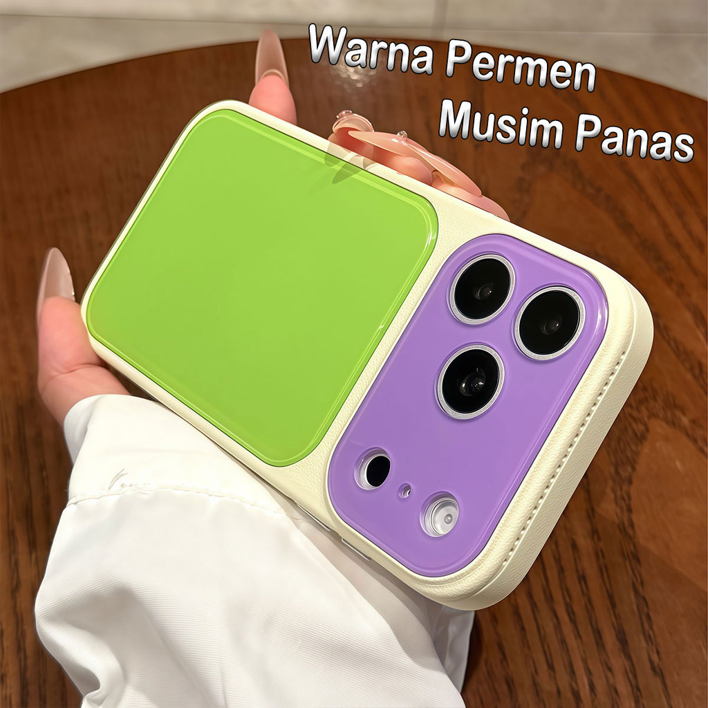 Skema Warna Dopamin Musim Panas Premium Casing Hybrid Kaca Besar Cover Silicone Soft Case for iPhone