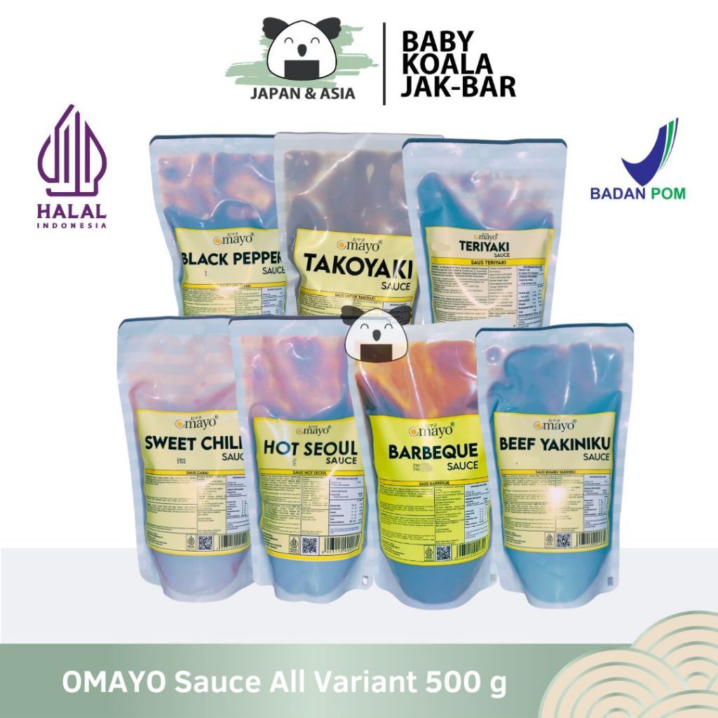 OMAYO Sauce All Variant 500 g Halal | Takoyaki Mentaiko Sweet Chili Buldak Hot Seoul | Pizza BBQ Yak