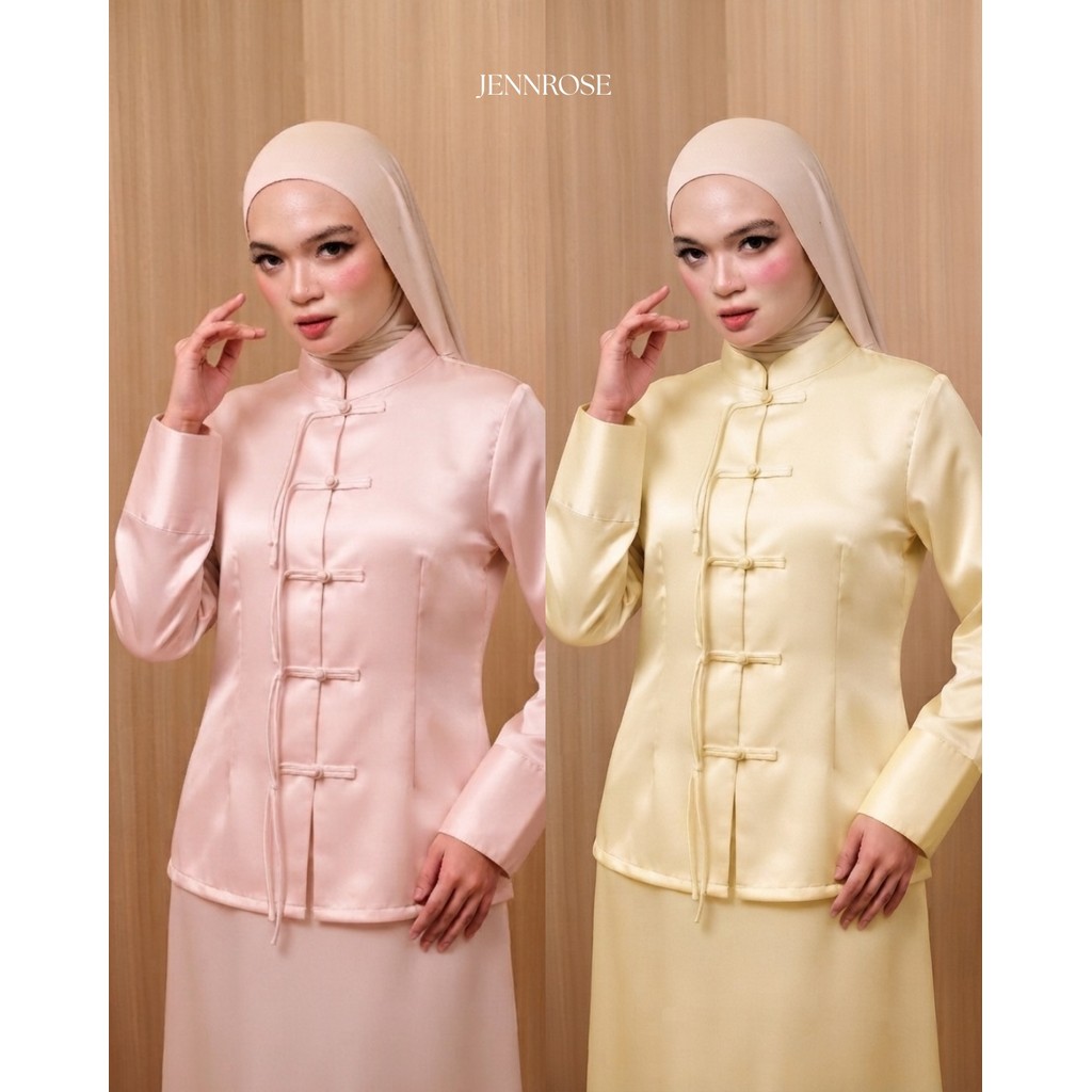 [JENNROSE] Alina Luxe Satin Cheongsam | Atasan Wanita | Cheongsam Top