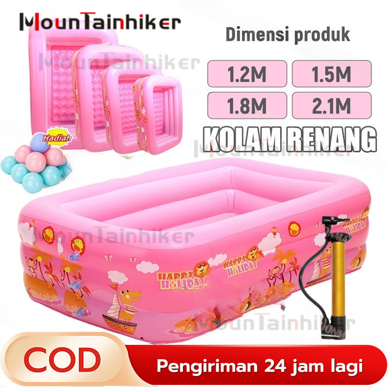 SIRAMPING   Kolam Renang Anak Jumbo 3 Ring Size 1.2M-2M - Kolam Tiup Keluarga Besar + BONUS Pompa Li