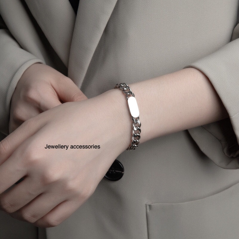 Gelang Titanium Sisik Naga Plat Silver Elegan Korea Fashion Style 199