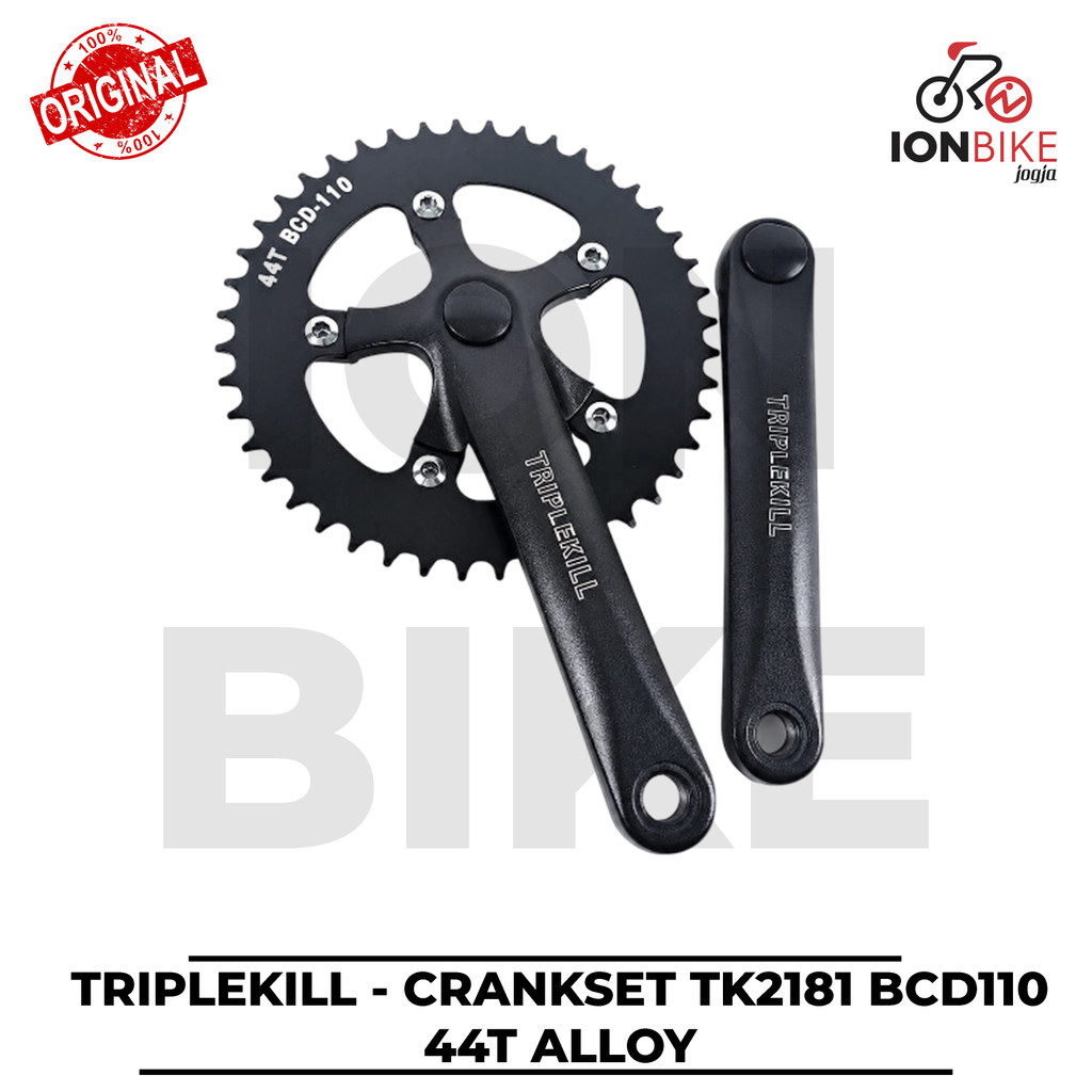 Crank Fixie Triplekill TK2181 44T Alloy BLACK BCD 110 - Crankset Sepeda 1 Speed Single 44 T Triple K