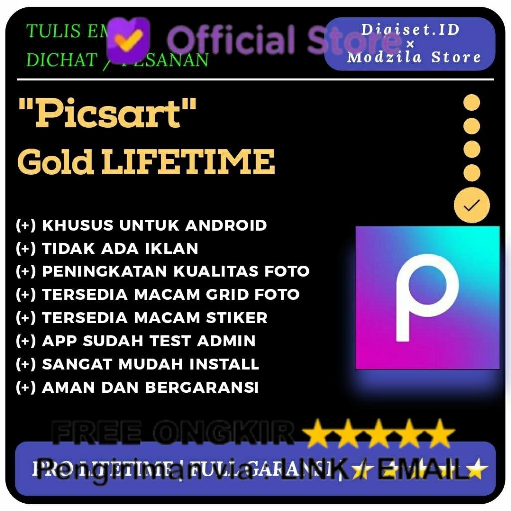 READT picsart v27.2.3 GOLD lifetime aplikasi edit foto dengan hiasan dan stiker UNISTORE888