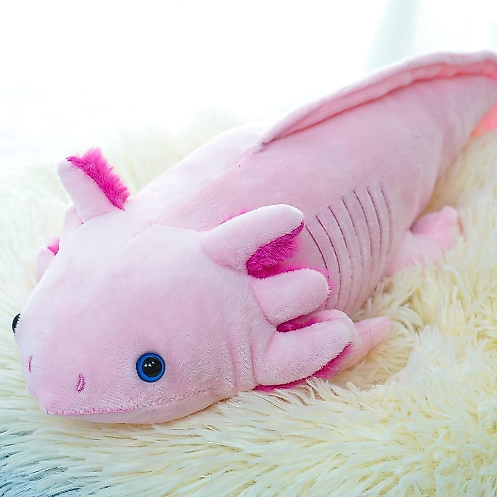 Kawaii Colorful Newt Plush Toy Stuffed Cute Axolotl Salamander Fuzzy Plush Fish Appeasing Long