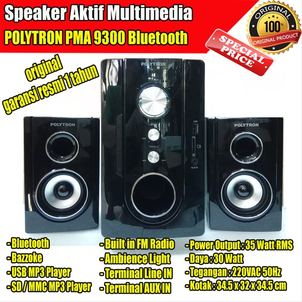 ll SPEAKER POLYTRON PMA 9300 USB BLUETOOTH MULTIMEDIA AUDIO SPIKER AKTIF ACTIVE TERMURAH AWET ORIGIN