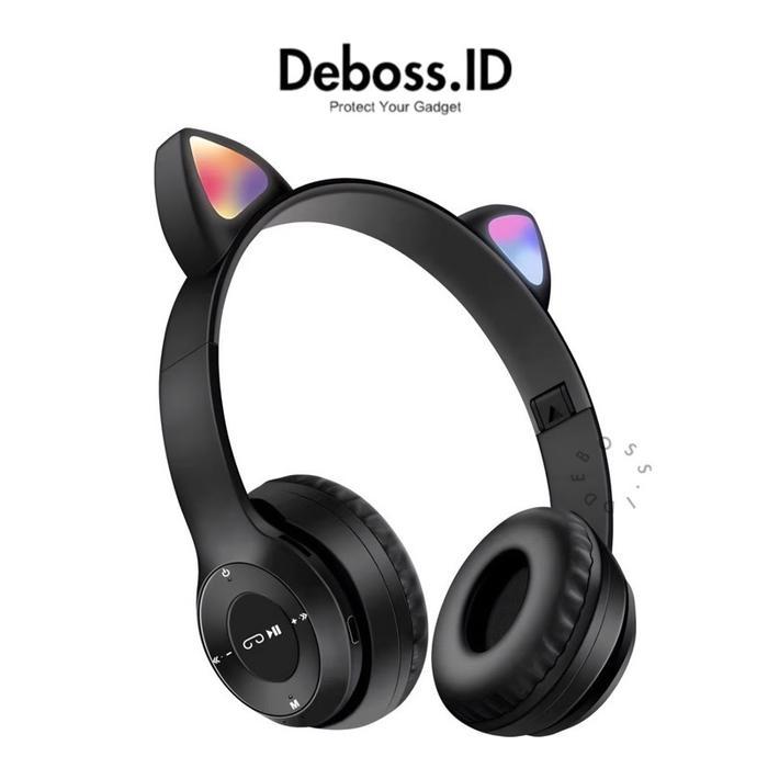 Deboss-P47M Headphone Headset Bluetooth Gaming Cat Ears Wireless Bluetooth RGB Led Light Super Bass 