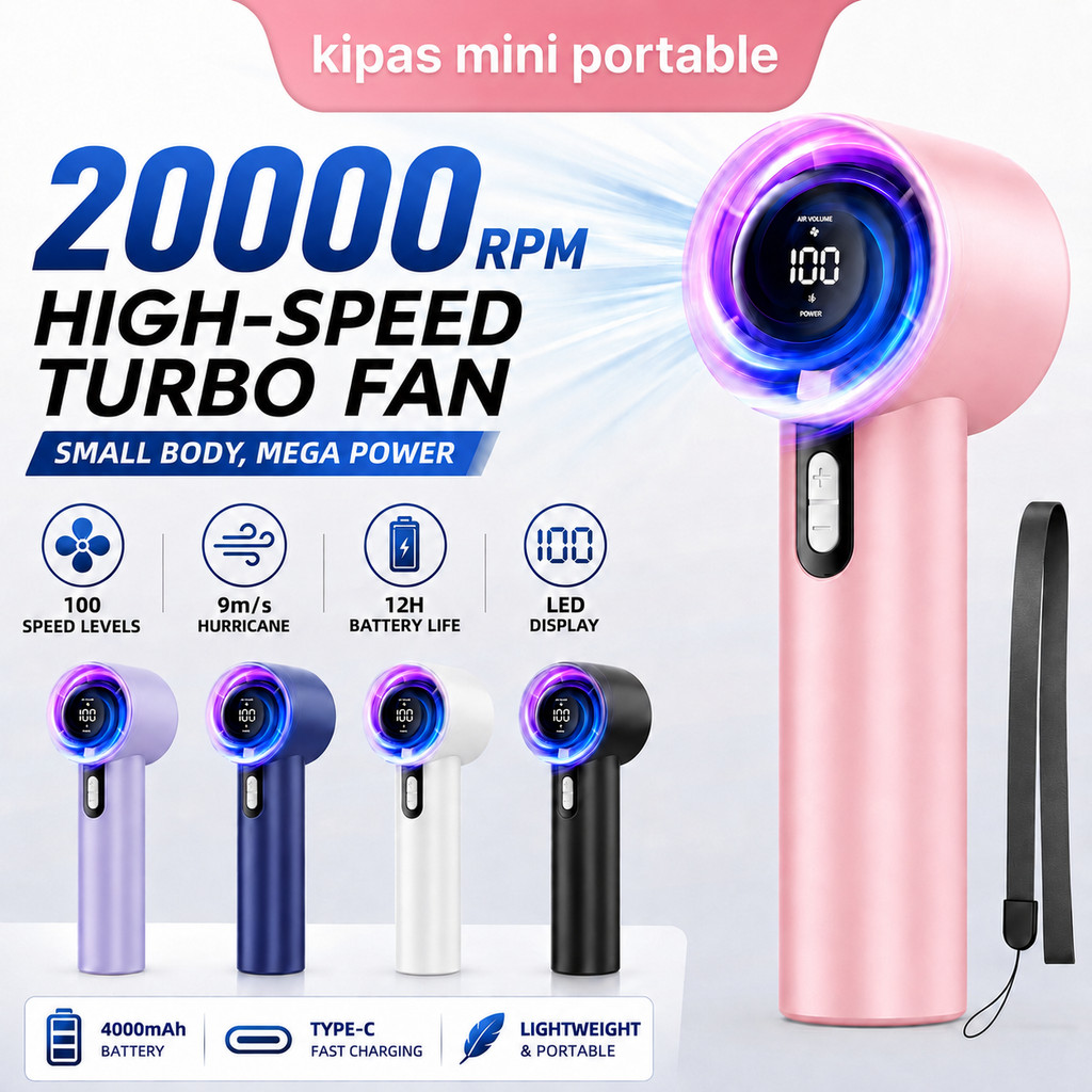 COD 2026 Kipas Angin Mini Portable Genggam Kuat Angin Turbo Mini Air Tahan Lama 24 Jam Kecil Murah d