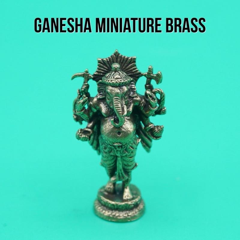 Small Brass Ganesa Ganesha Amulet Kuningan Miniature Statue Art Cooper Monopoly Monopoli Pion Mainan