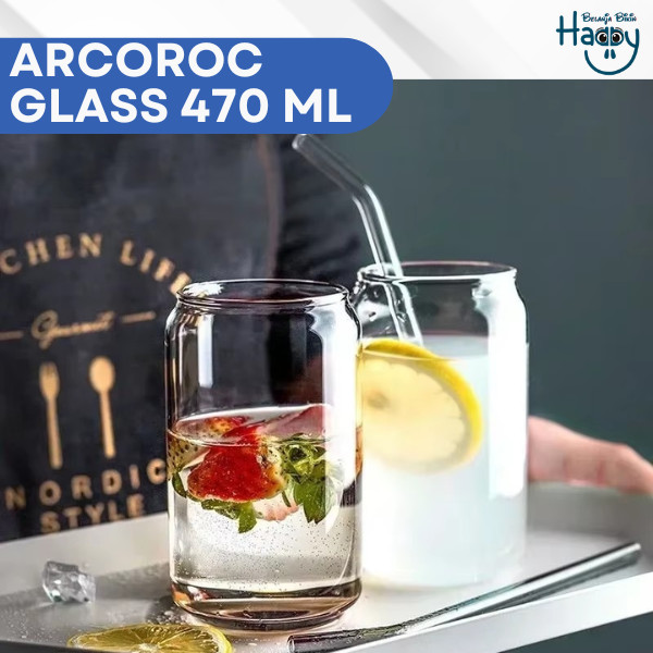 BBH Arcoroc Can Glass 470 ml 1 Pcs - Gelas Kaca Bentuk Botol Kaleng Premium untuk Kopi, Jus & Minuma