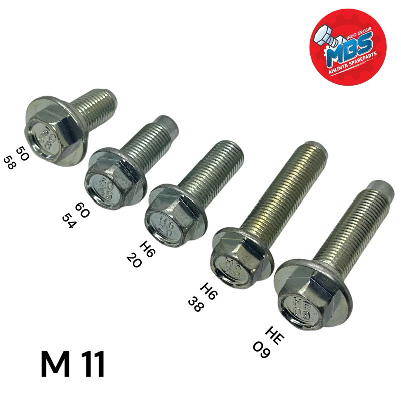 BAUT M11 FLAXAIBEL MOBIL FLANGE TOPI ORIGINAL BAUT MOBIL LOGO ORIx MBS INDO GROSIR