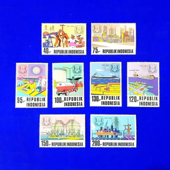 Perangko/Prangko Indonesia 1974. Seri PERTAMINA. Set lengkap. Kondisi Lux.