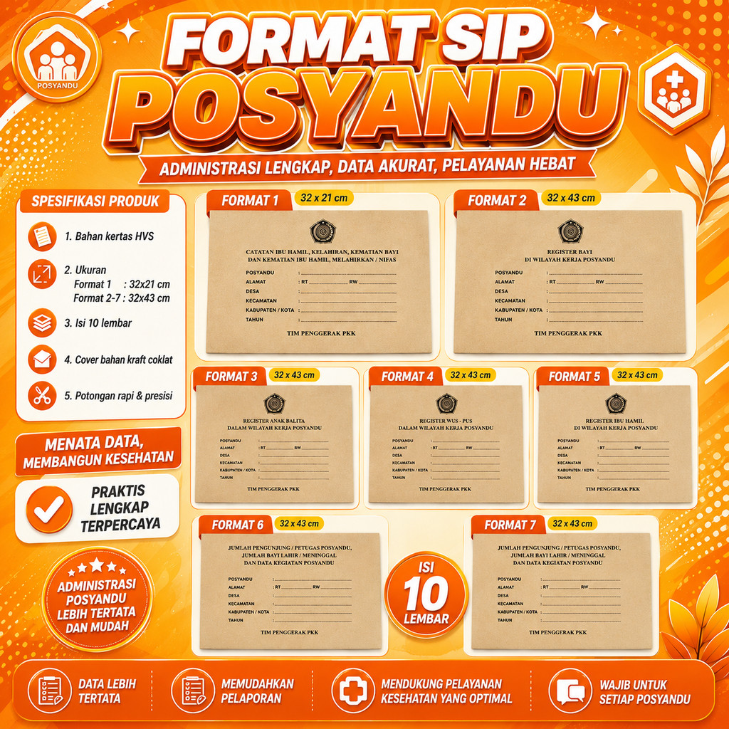 Format SIP (Sistem Informasi Posyandu) -  Buku SIP Paket Komplit - Buku Register Posyandu