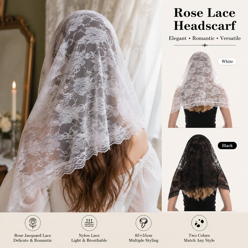 Mantilla Kerudung Katolik Mantila kerudung misa katolik Mantila katolik Kerudung mantila Veil hitam