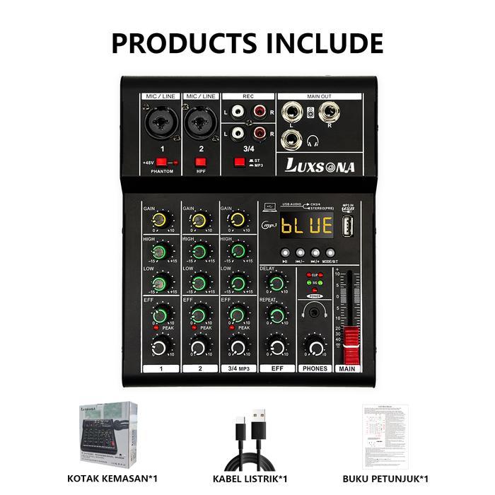 LUXSONA Mixer 4 channel/mixer audio/99DSP 4 channel mixer mini /Amplifier Bluetooth Mini profesional