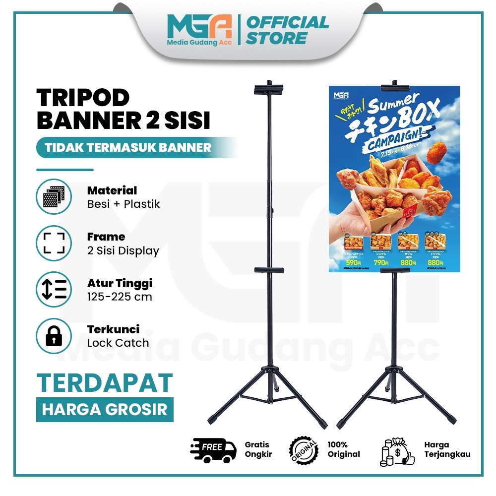 Tripod Banner 2 Sisi / Standing Banner Promosi / Tripod Stand Banner Berdiri / Tiang Banner 2 Sisi /