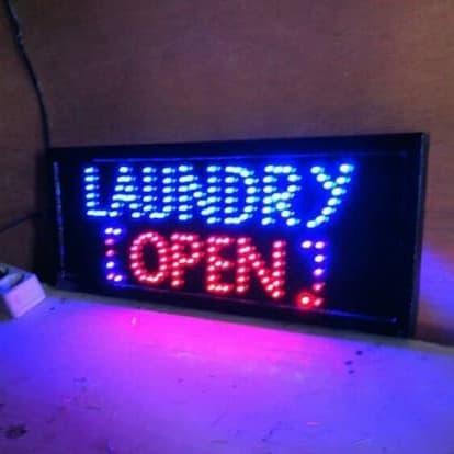 tulisan lampu led / led sign laundry - open