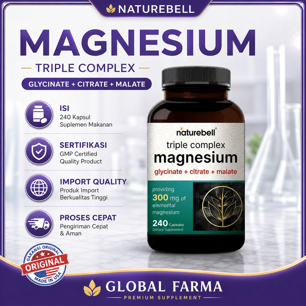 ORIGINAL Naturebell Magnesium Complex 300mg 240 Capsule - Magnesium Triple Complex MADE IN USA