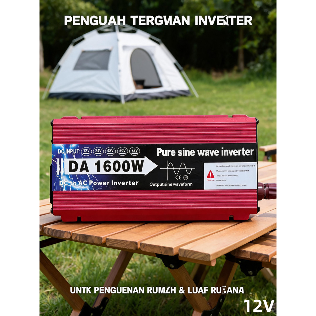 1600W POWER INVERTER MOBIL DC KE AC PSW PURE SINE WAVE