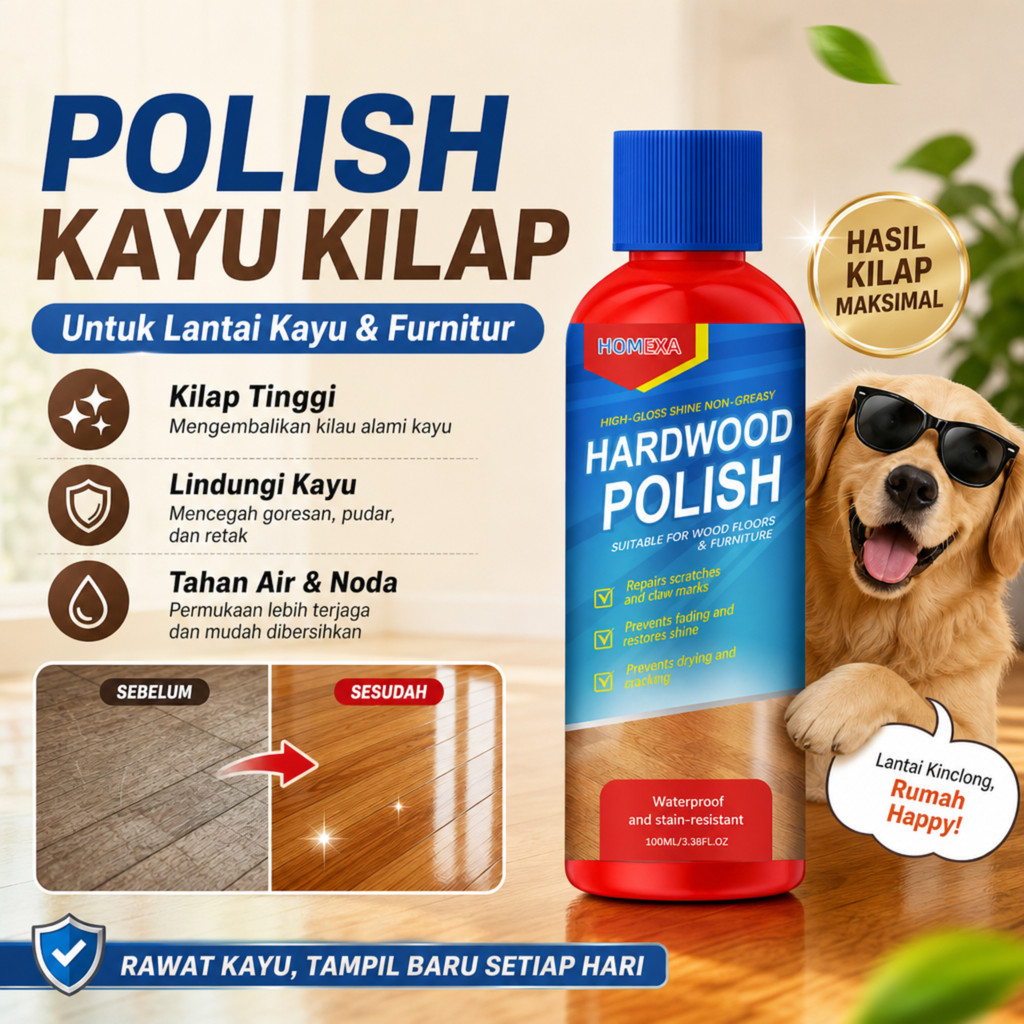 [Promosi] Poles Kayu Anti Noda & Air 100ml | Kilap Tahan Lama & Perawatan Lantai | Tolak Debu & Tump