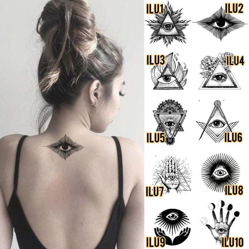 Tato Basic Tahan 5-7 Hari Tato Temporer Iluminati Tato segitiga Tato mata Tato satanic Stiker Tato M