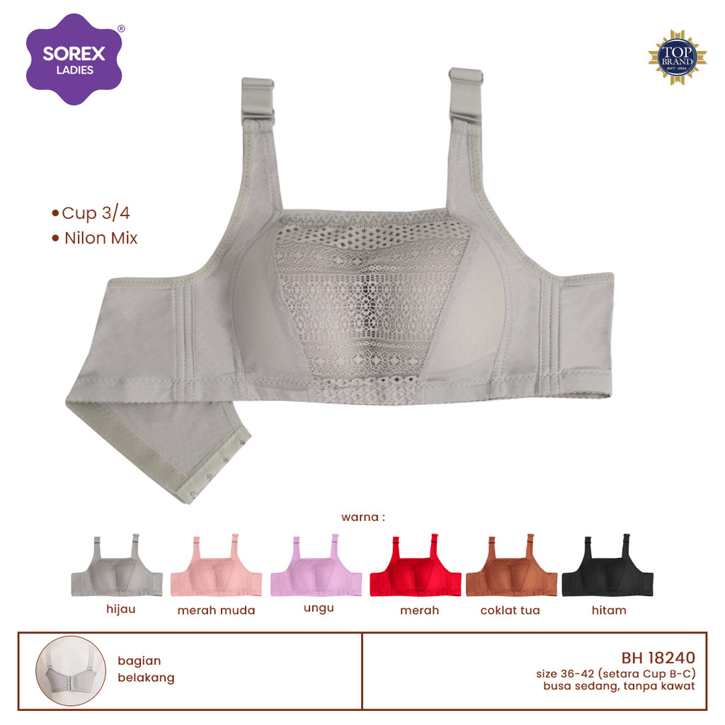 Sorex Bra Busa Sedang Tanpa Kawat Kait 4 Setara Cup B-C BH Harian BH 18240