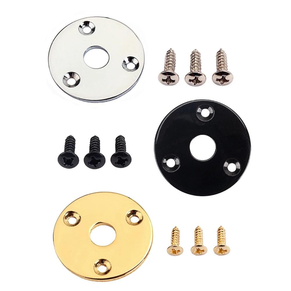 Metal Round Guitar Jack Plate 1/4In Jack Socket Cover with Mount Screw Guitar Jack Socket Plate Elec
