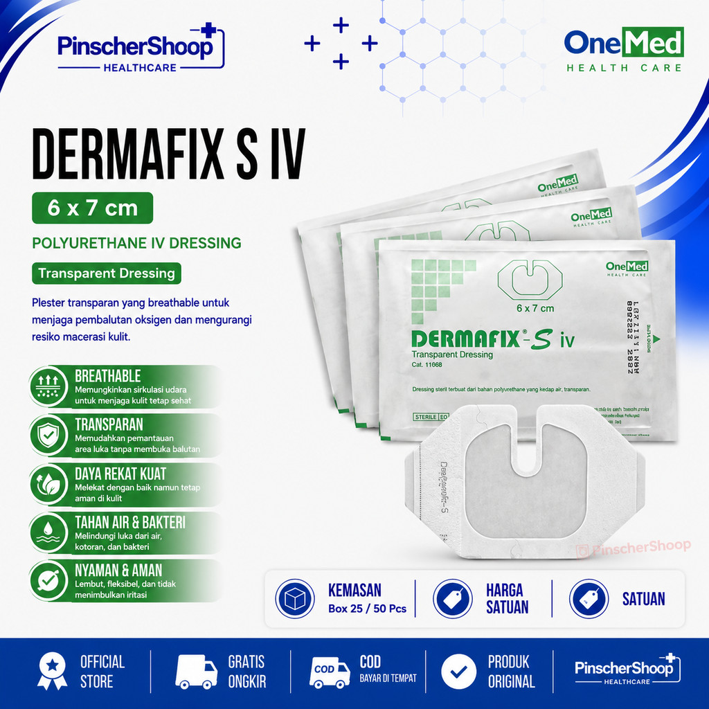 Dermafix S IV 6x7 cm Plester Infus Transparan Steril IV Cannula Dressing/ Satuan P10