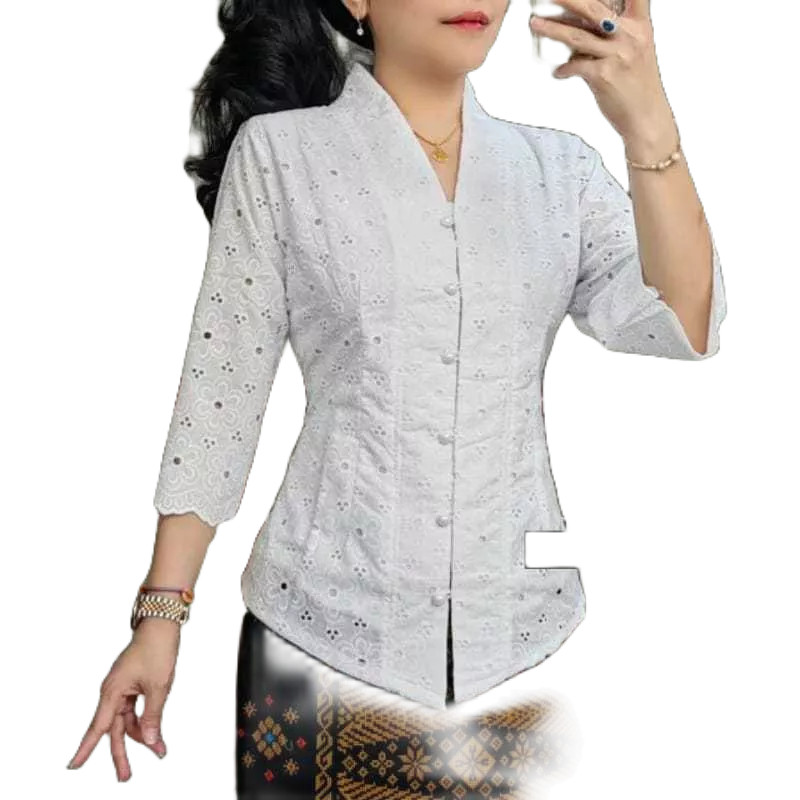 SM  Blus Katun Bolong Khus Hitam Putih