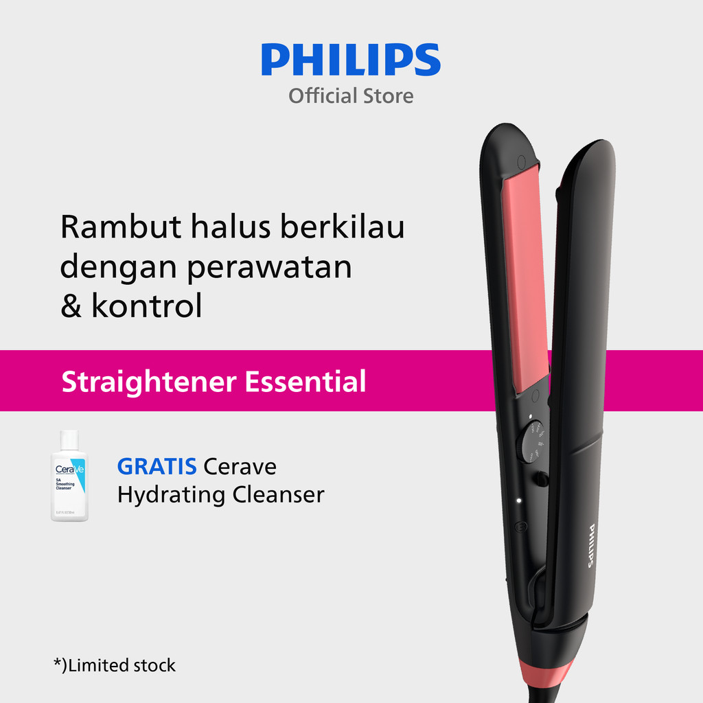 Philips | Straightener StraightCare Essential | Catokan Rambut | Rambut Lurus dengan Perlidungan The