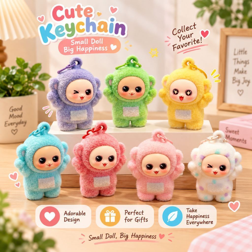 Gantungan Kunci Teletubbies Bludru Keychain Teletubbies Plush Pendant WBS