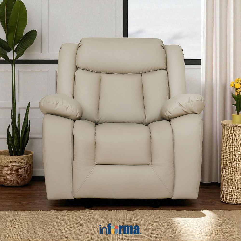 Informa Norton II Sofa Recliner Rocking Kulit 1 Seater - Cokelat Kursi Santai Sofa Ruang Tamu Reclin