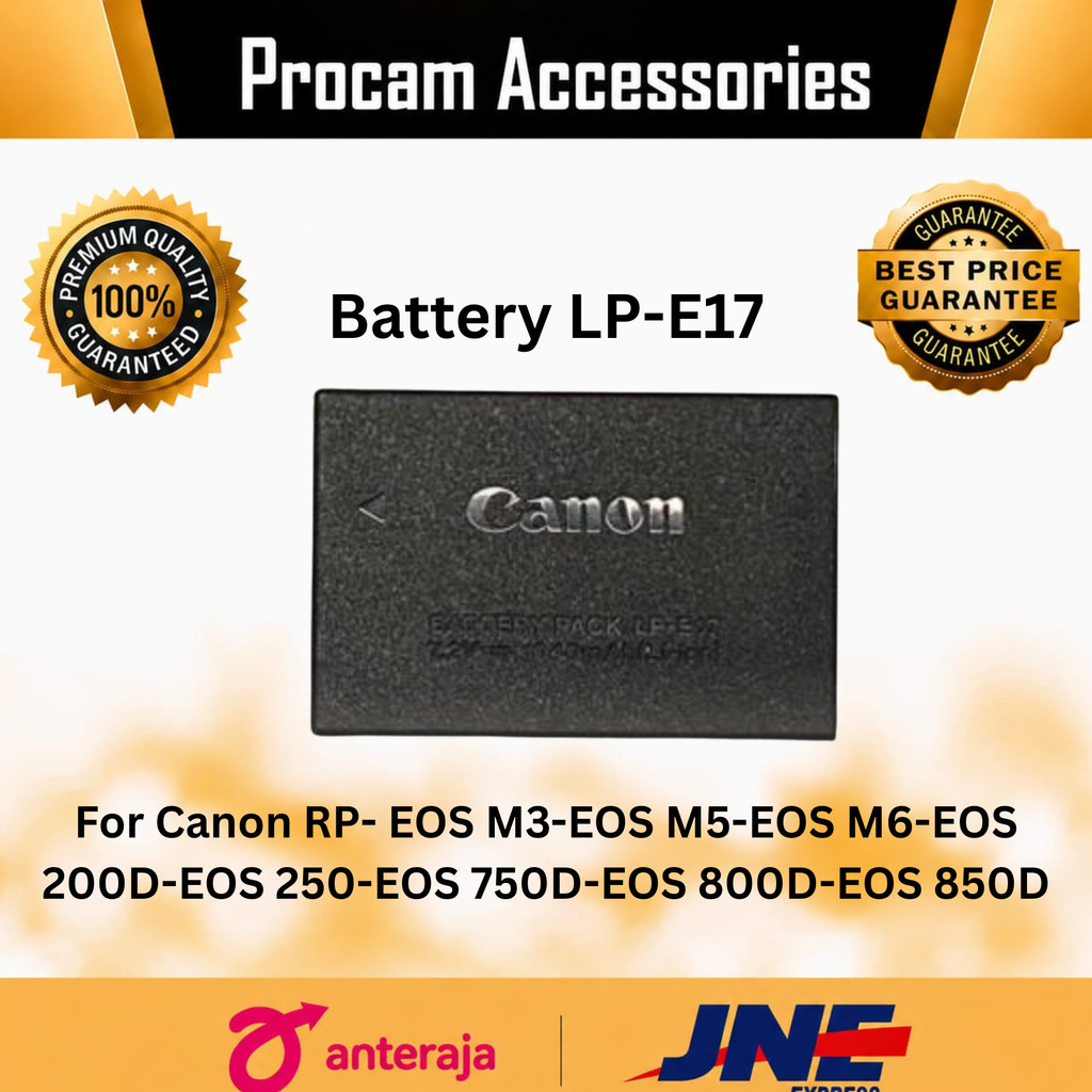Baterai Battery LP E17 for Canon EOS M3 M5 M6 77D 200D 250d 750D 760D 800D ORI Second