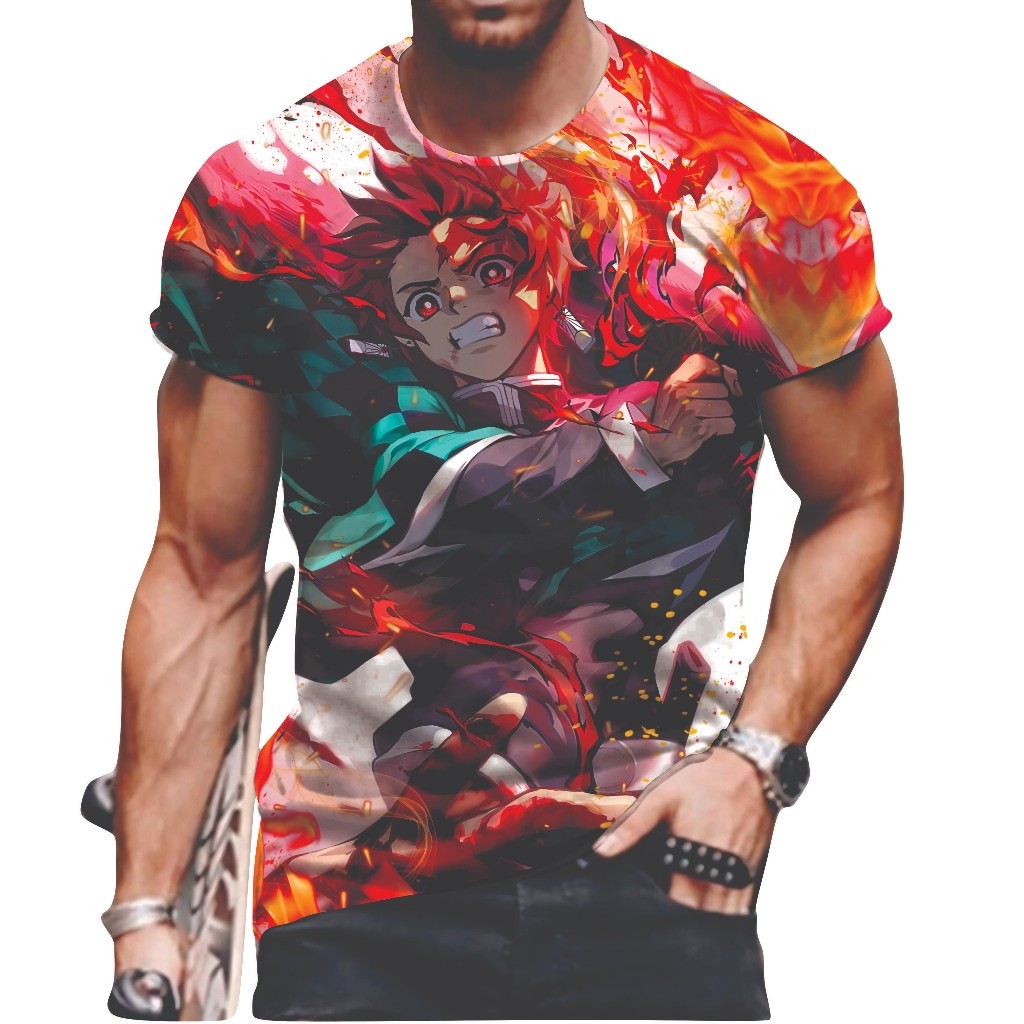 KAOS DEMON SLAYER API AOP WALTRIP BOOTLEG, TAG THAILAND ALL OF PRINT DEPAN BELAKANG BOLAK BALIK, KAO