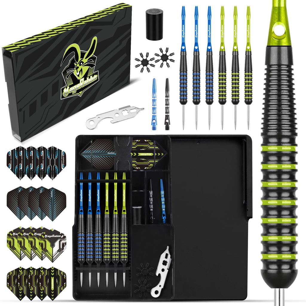 MageRabbit Professional Iron Steel Darts Premium, Steel Dart Set, 6pcs 20g/ 0.7oz 2BA Iron Dart Barr