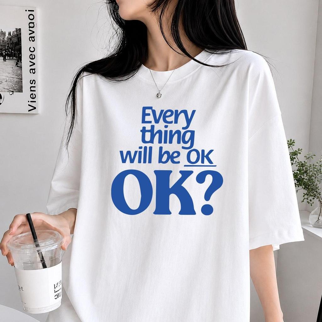 Everything will be OK OK? | 100% COTTON 24S 3/4 Lengan Pendek Unisex Pria Wanita Dewasa Katun Combed