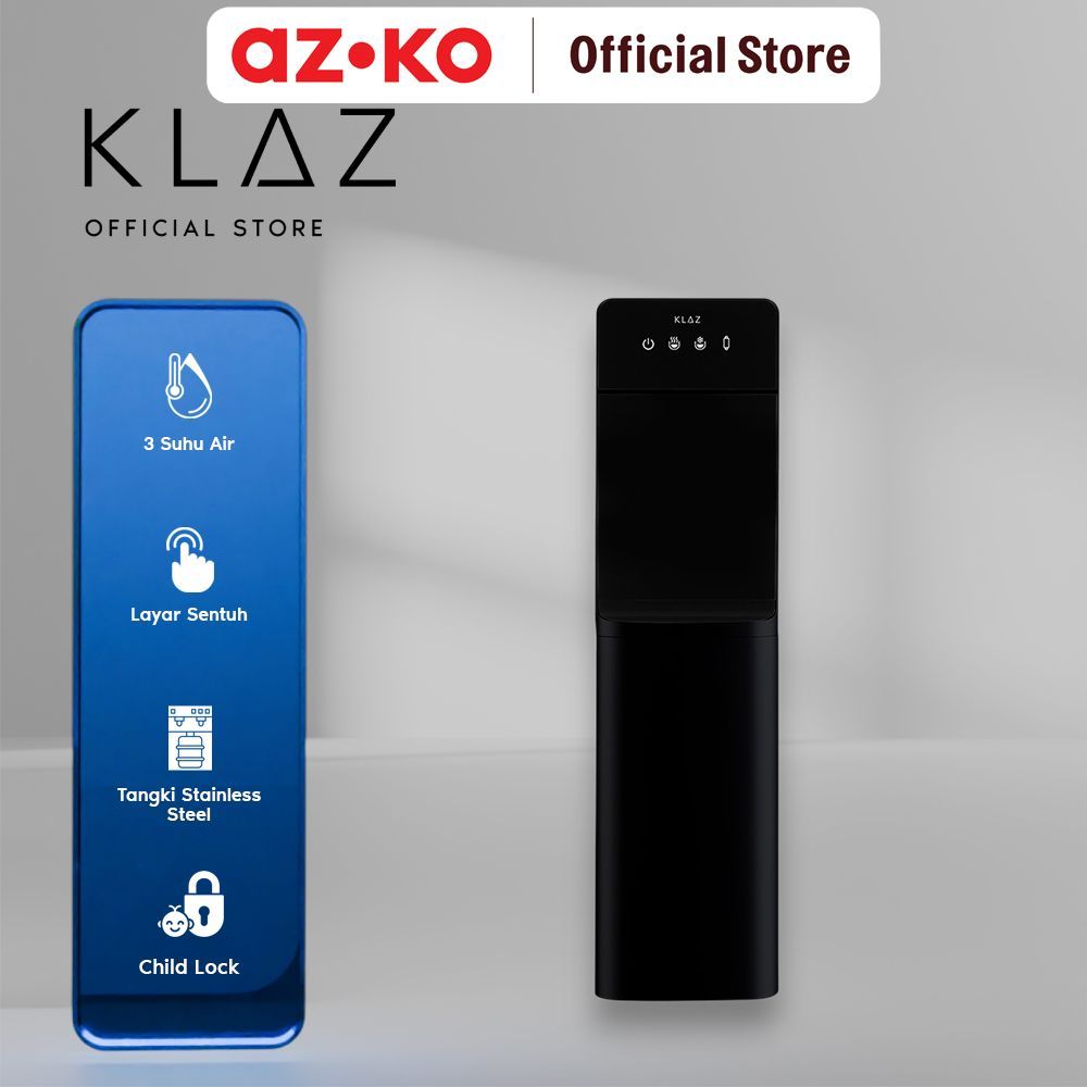 AZKO Klaz Dispenser Air Bottom Loading Touch Screen & Thermoelectric Cooling - Hitam Water Dispenser