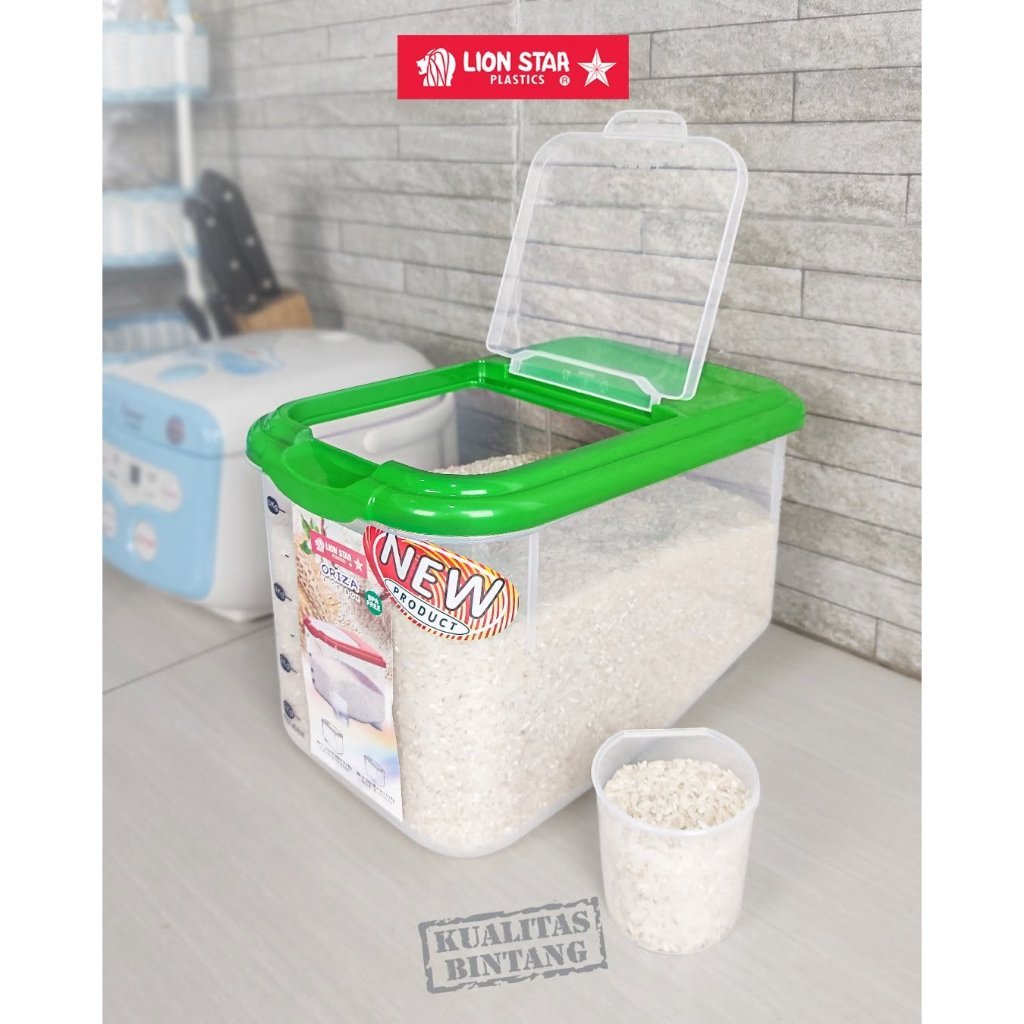 TOPTON Lion Star RB-17 Oriza Rice Box 12.5 Kg Dispenser Beras Nasi Dengan Tutup Gelas Takar Wadah Pe