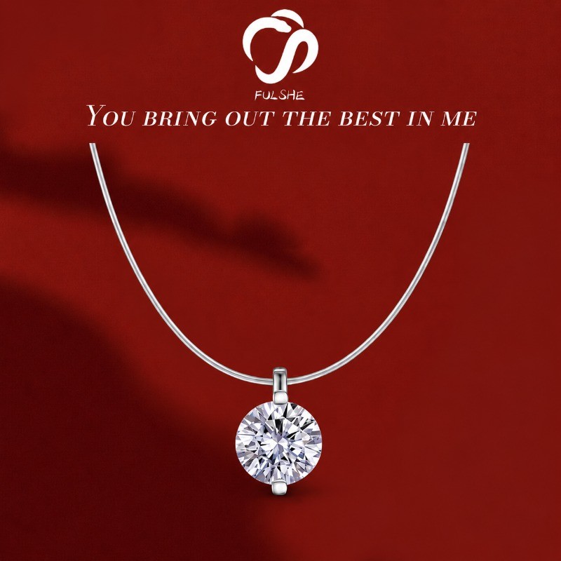 FULSHE Kalung Solitaire Zirkon Asli 2 Karat - Desain "Air Mata Putri Duyung" Bening Dengan Rantai Tu