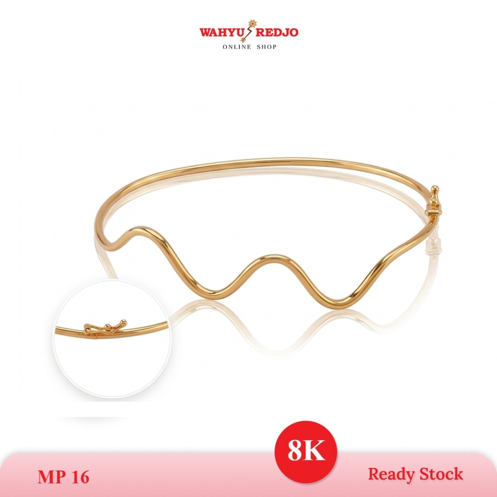 WAHYU REDJO - GELANG EMAS 8K AYU MODEL OVAL GELOMBANG SIMPLE & DAILYWEAR (PMR)