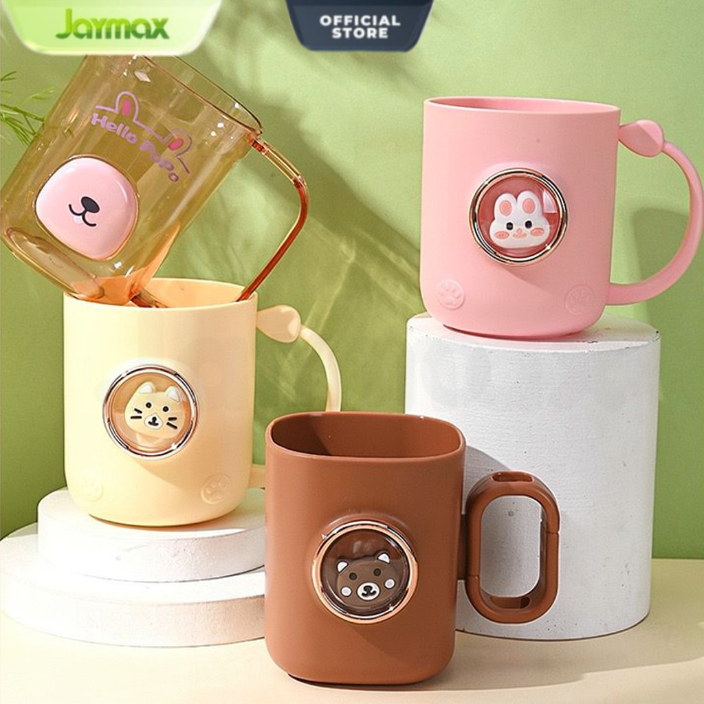 Mug Gelas Cangkir Anak Karakter Bahan Plastik Tempat Kumur Sikat Gigi