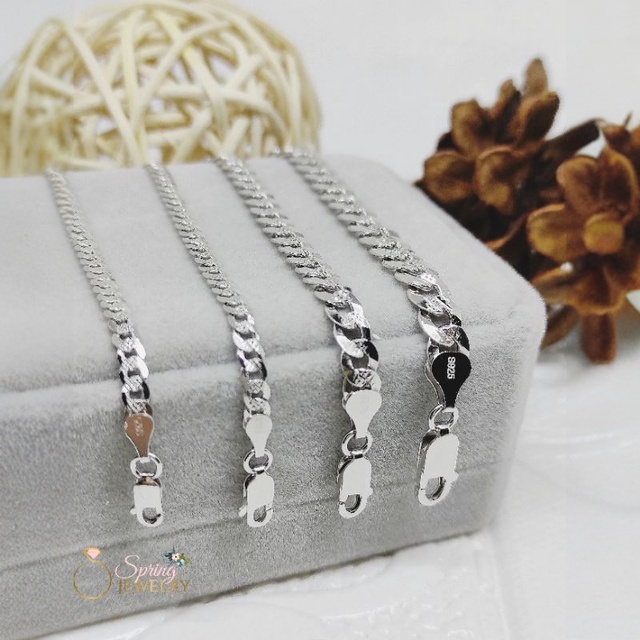 Gelang Perak Pria Wanita Anak Sisik Naga Silver 925 Asli Lapis Emas Putih